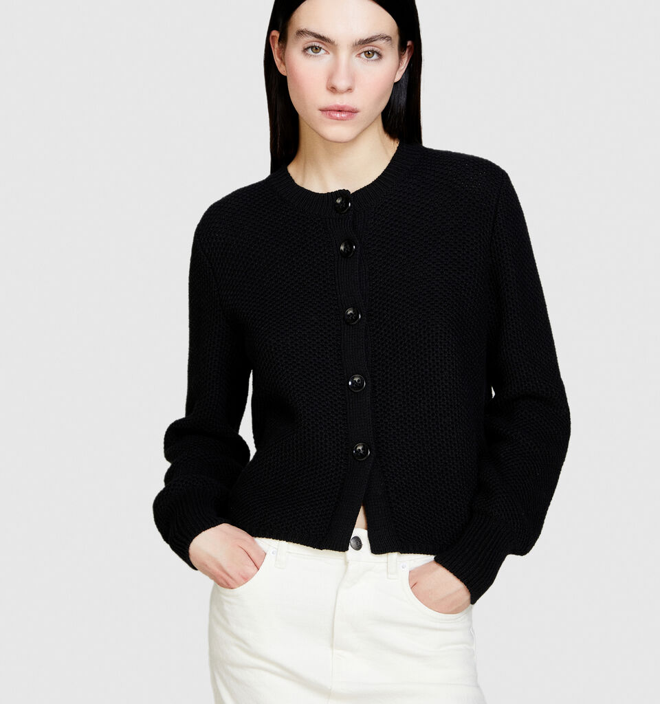 Cardigan with buttons - women's cardigans - Black | Sisley image number 4